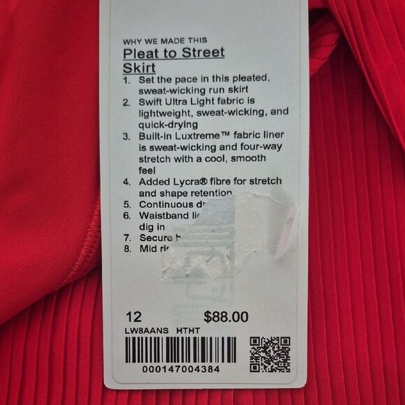 Lululemon Athletica Red Pleat To Street Skirt - Picture 4 of 16